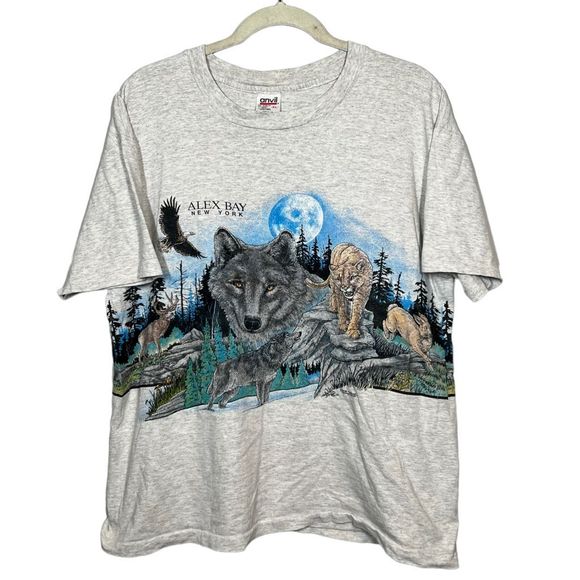 Vintage Other - Vintage ‘91 Wolf Nature Wrap-around Print T-shirt